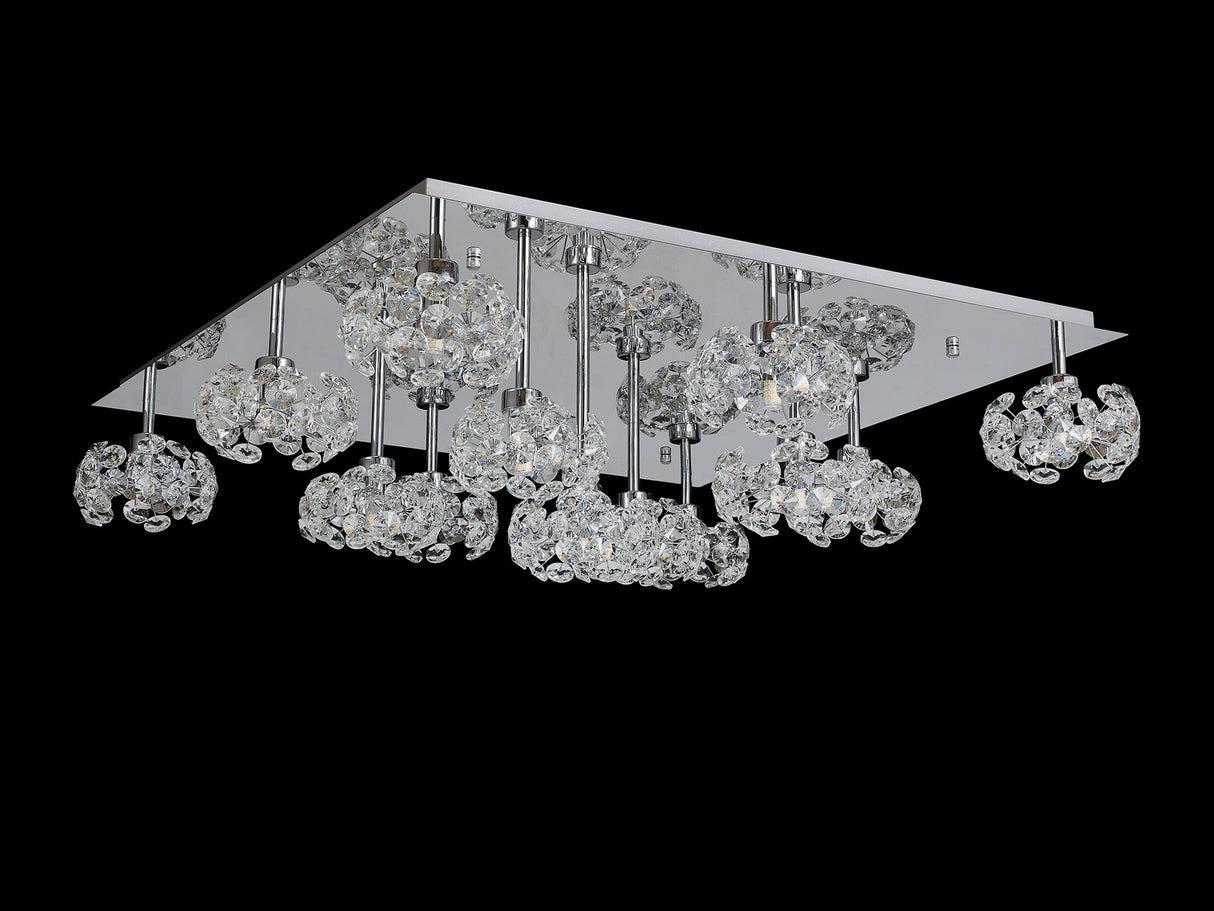 Byrne Square 13 Light G9 Flush Light With Polished Chrome Square And Crystal Shade, Item Weight: 17.2kg