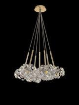 Byrne 7 Light G9 1.5m Cluster Pendant With French Gold And Crystal Shade