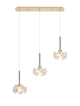 Byrne 3 Light G9 2m Linear Pendant With French Gold And Crystal Shade