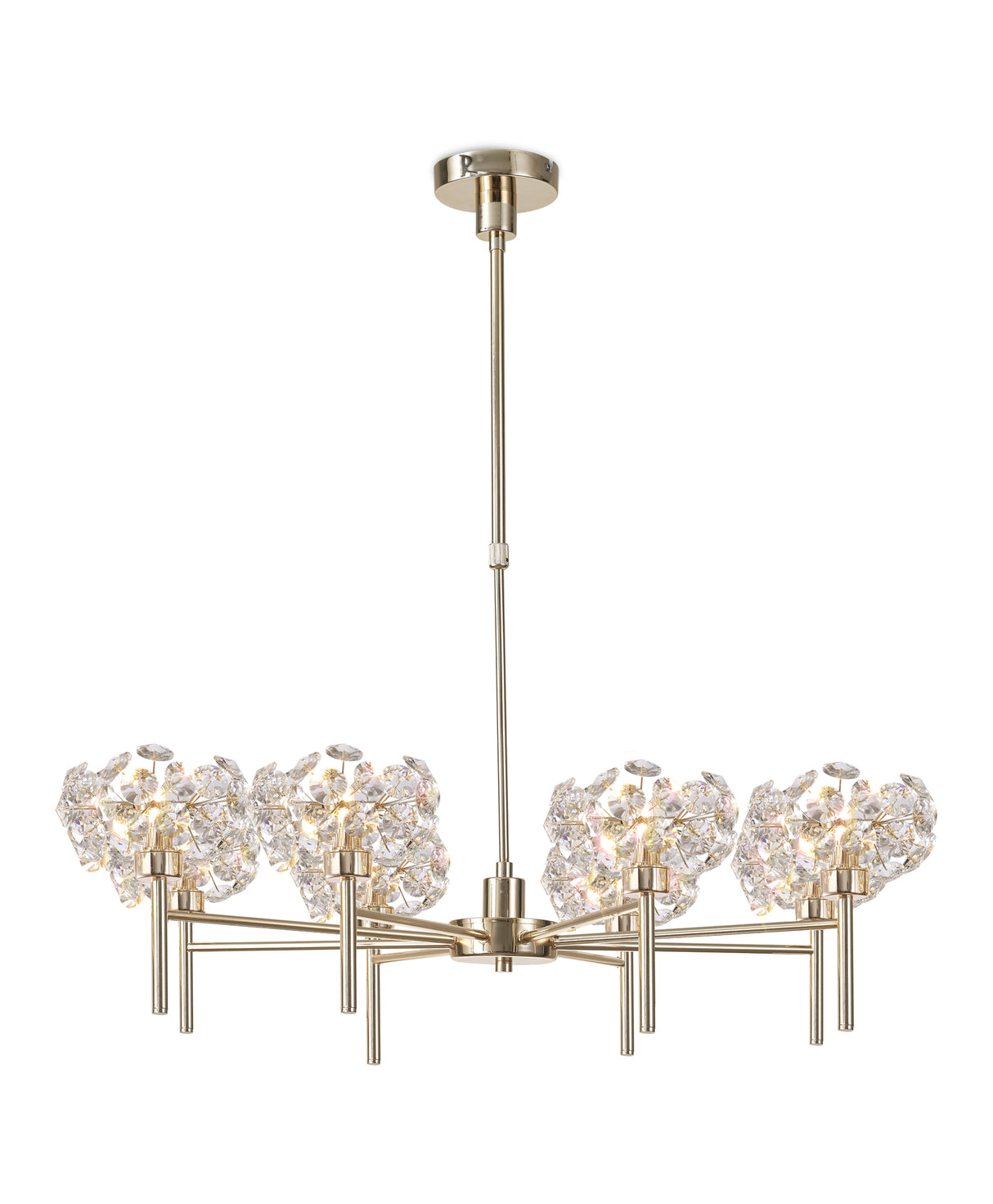 Byrne 8 Light G9 Telescopic Light With French Gold And Crystal Shade