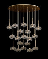 Byrne 19 Light G9 3.5m Oval Multiple Pendant With French Gold And Crystal Shade, Item Weight: 18.4kg