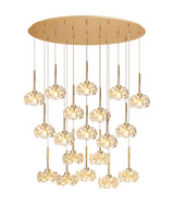 Byrne 19 Light G9 3.5m Oval Multiple Pendant With French Gold And Crystal Shade, Item Weight: 18.4kg