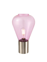 Rowell Narrow Table Lamp, 1 x E27, Satin Nickel/Lilac Glass