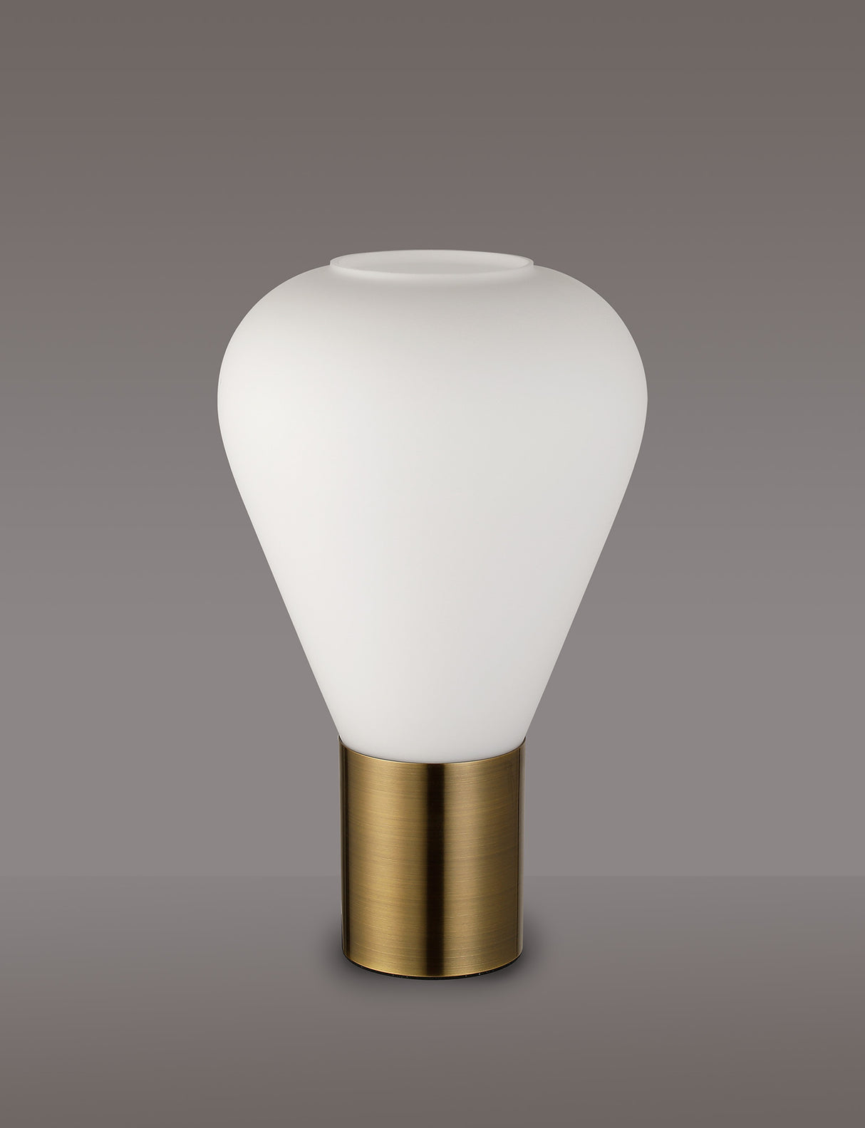 Rowell Narrow Table Lamp, 1 x E27, Antique Brass/Opal Glass