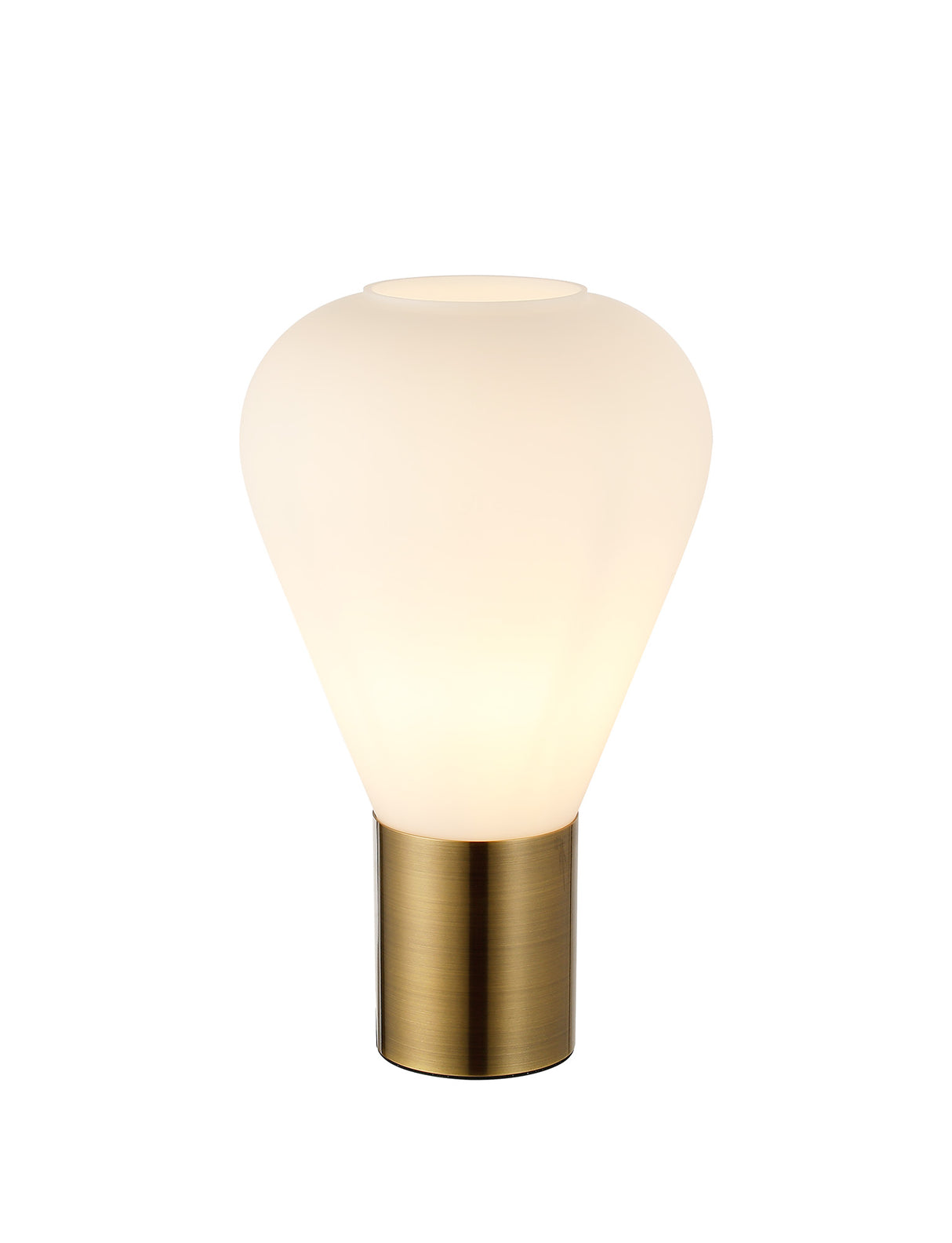 Rowell Narrow Table Lamp, 1 x E27, Antique Brass/Opal Glass