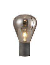 Rowell Narrow Table Lamp, 1 x E27, Pewter/Smoke Plated Glass