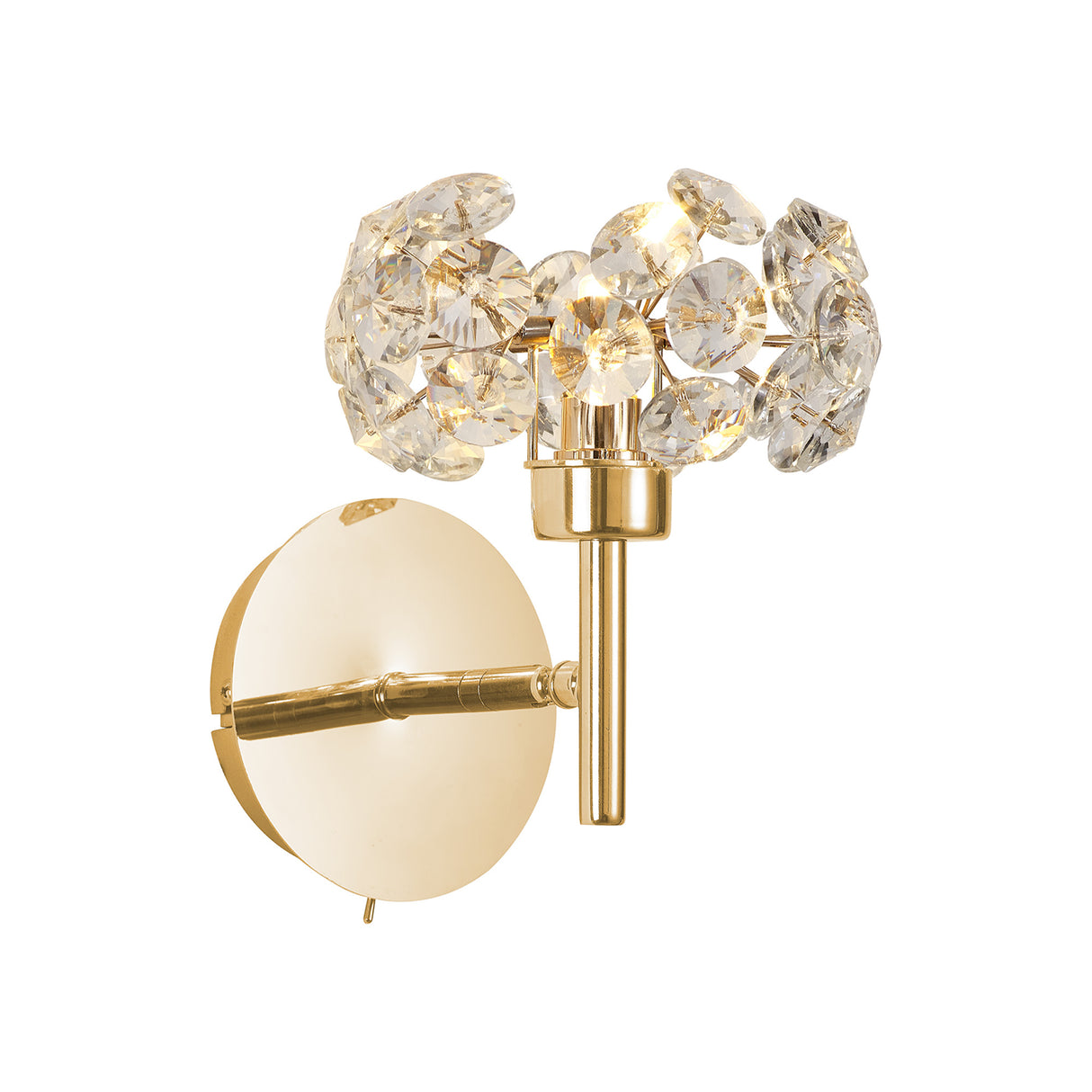 Byrne 1 Light Adjustable G9 Switched Wall Lamp With French Gold And Crystal Shade