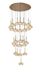 Byrne 24 Light G9 5m Round Multiple Pendant With French Gold And Crystal Shade, Item Weight: 25.2kg