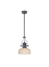 Munro Single Pendant, 1 x E27, 26.5cm Prismatic Glass, Graphite / Clear