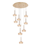 Byrne 9 Light G9 Universal 2.5m Round Multiple Pendant And Crystal Shade, French Gold