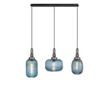 Allardyce Linear Pendant 3 Light E27 With Various Glasses, Aged Pewter / Petrol Blue / Matt Black
