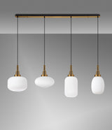 Allardyce Linear Pendant 4 Light E27 With Various Glasses, Brass Gold / Opal / Matt Black