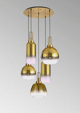 Allardyce 2.5m Round Pendant 5 Light E27 With Various Glasses, Brass Gold / Matt Black