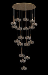Byrne 19 Light G9 3.5m Round Multiple Pendant With French Gold And Crystal Shade, Item Weight: 19.4kg