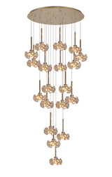 Byrne 19 Light G9 3.5m Round Multiple Pendant With French Gold And Crystal Shade, Item Weight: 19.4kg