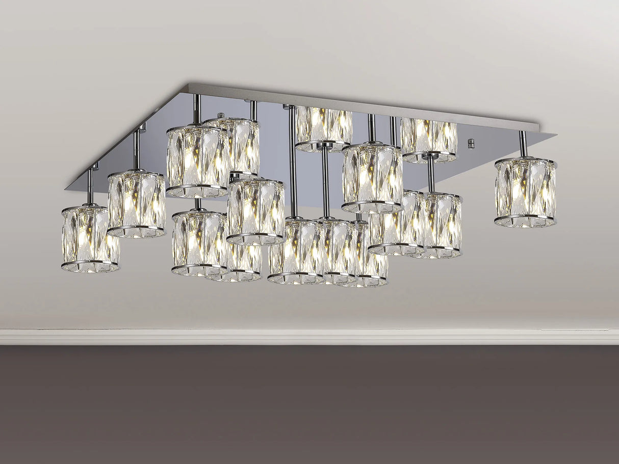 Swindlehirs Square 13 x G9 Flush Light Chrome/Clear Crystal Shade