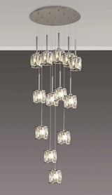 Swindlehirs 13 x G9 2.5m Round Multiple Pendant Chrome/Clear Crystal Shade