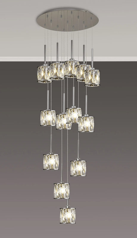 Swindlehirs 13 x G9 2.5m Round Multiple Pendant Chrome/Clear Crystal Shade