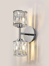 Swindlehirs 2 x G9 Switched Up/Down Wall Lamp Chrome/Clear Crystal Shade