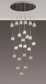 Swindlehirs 24 x G9 5m Round Multiple Pendant Chrome/Clear Crystal Shade