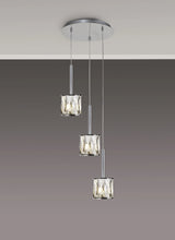 Swindlehirs 3 x G9 2m Round Pendant Chrome/Clear Crystal Shade