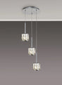 Swindlehirs 3 x G9 2m Round Pendant Chrome/Clear Crystal Shade