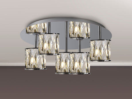 Swindlehirs Round 5 x G9 Flush Light Chrome/Clear Crystal Shade