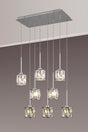 Swindlehirs 8 x G9 2m Rectangle Multiple Pendant Chrome/Clear Crystal Shade