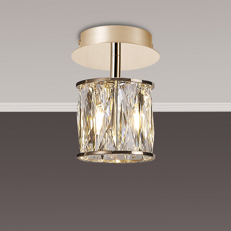 Swindlehirs 1 x G9 Flush Light French Gold/Clear Crystal Shade