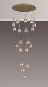 Swindlehirs 19 x G9 3.5m Round Multiple Pendant French Gold/Clear Crystal Shade