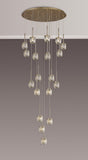 Swindlehirs 19 x G9 3.5m Round Multiple Pendant French Gold/Clear Crystal Shade