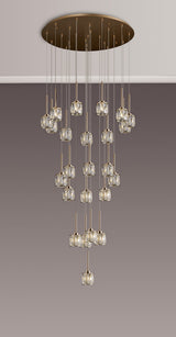 Swindlehirs 24 x G9 5m Round Multiple Pendant French Gold/Clear Crystal Shade