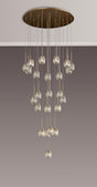 Swindlehirs 24 x G9 5m Round Multiple Pendant French Gold/Clear Crystal Shade