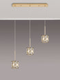 Swindlehirs 3 x G9 2m Linear Pendant French Gold/Clear Crystal Shade