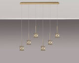 Swindlehirs 6 x G9 2m Linear Pendant French Gold/Clear Crystal Shade