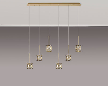 Swindlehirs 6 x G9 2m Linear Pendant French Gold/Clear Crystal Shade