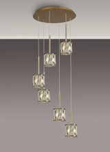 Swindlehirs 6 x G9 2.5m Round Multiple Pendant French Gold/Clear Crystal Shade