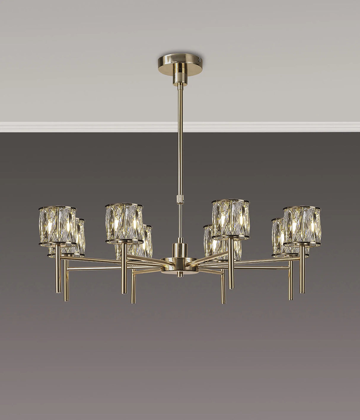 Swindlehirs 8 x G9 Telescopic/Semi Flush French Gold/Clear Crystal Shade