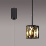 Swindlehirs 1 x G9 2m Single Pendant Satin Black/Smoke Crystal Shade