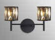Swindlehirs 2 x G9 Switched Wall Lamp Satin Black/Smoke Crystal Shade