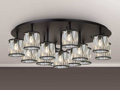Swindlehirs Satin Black Round 13 x G9 Flush Light With Clear Crystal
