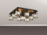 Swindlehirs Satin Black Square 9 x G9 Flush Light With Clear Crystal