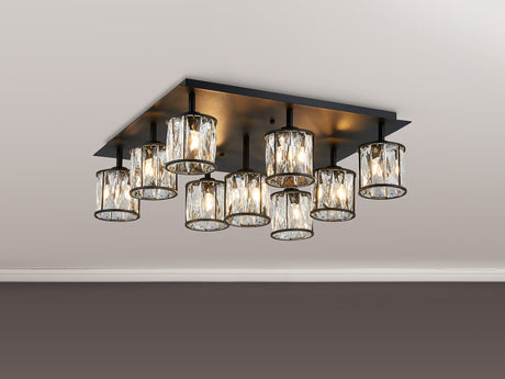 Swindlehirs Satin Black Square 9 x G9 Flush Light With Clear Crystal