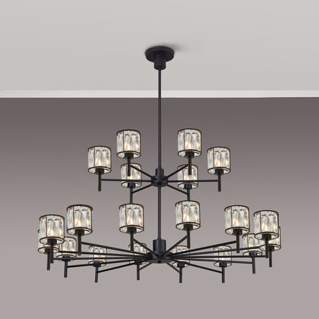 Swindlehirs Satin Black 20 x G9 2-Tier Light With Clear Crystal