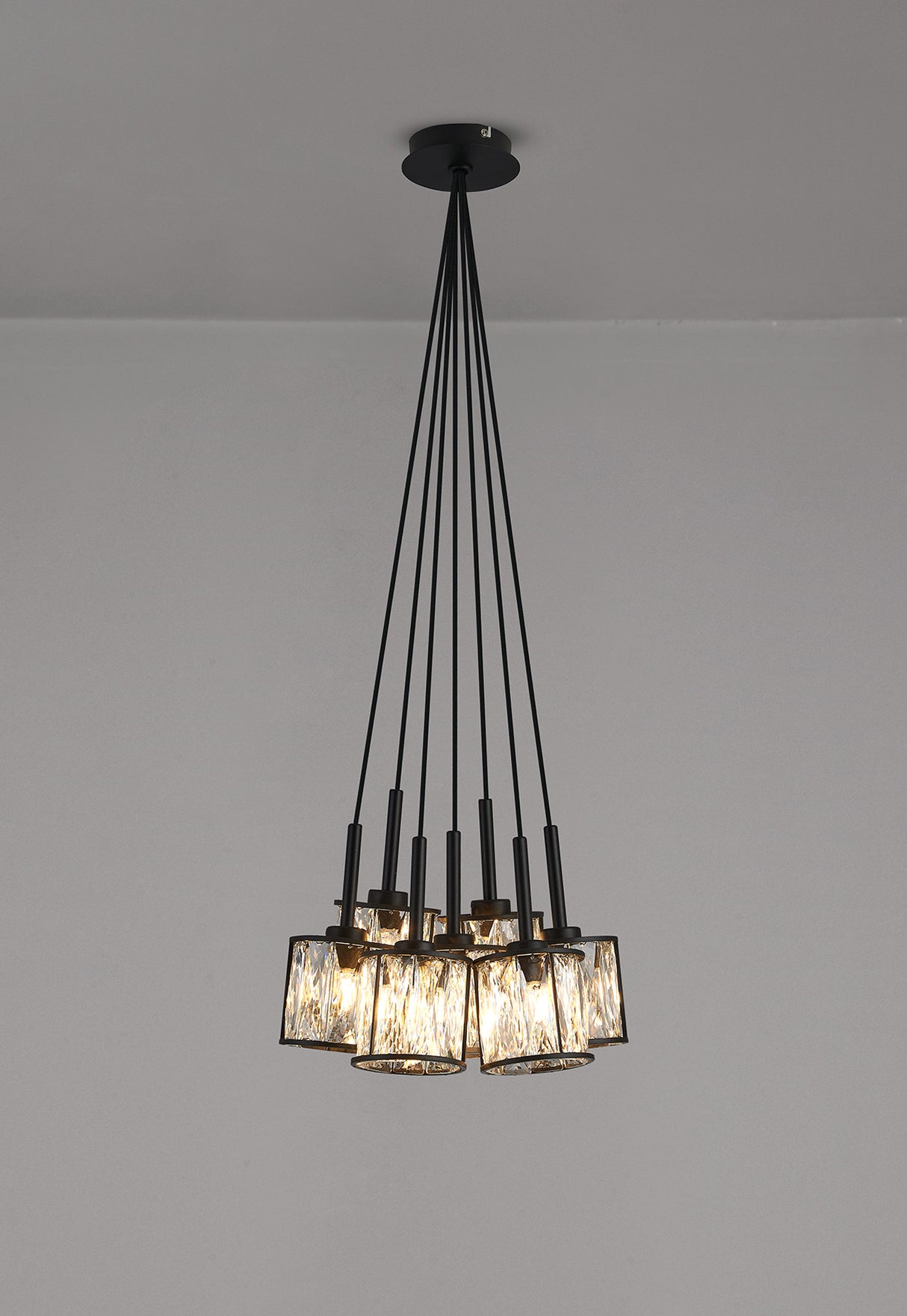 Swindlehirs Satin Black 7 x G9 1.5m Cluster Pendant
