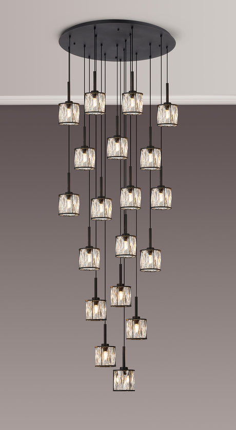 Swindlehirs Satin Black 19 x G9 3.5m Round Multiple Pendant