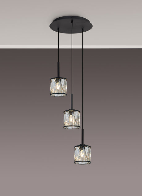 Swindlehirs Satin Black 3 x G9 2m Round Pendant