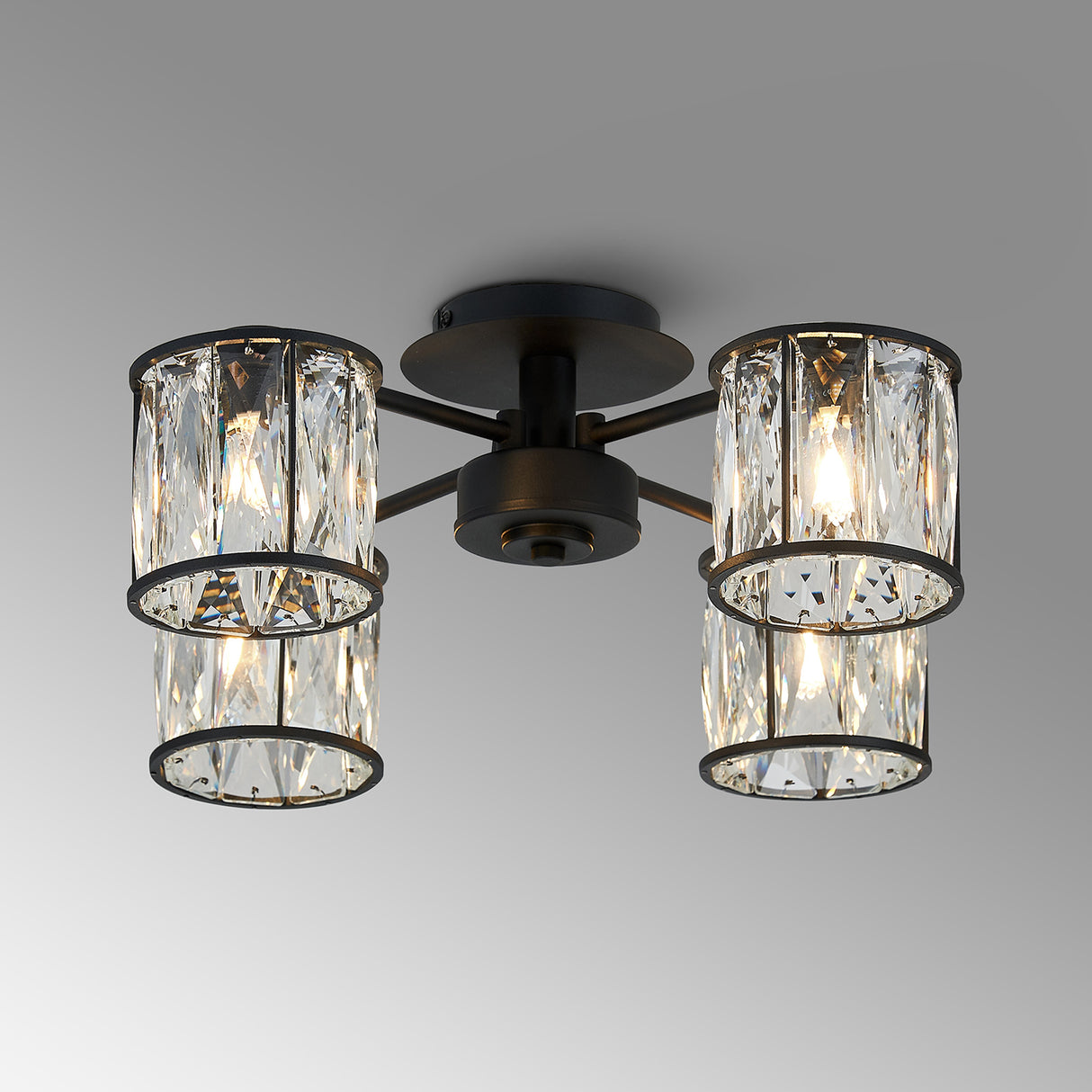 Swindlehirs Satin Black 4 x G9 Flush Light With Clear Crystal