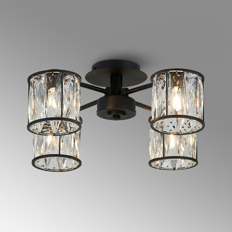 Swindlehirs Satin Black 4 x G9 Flush Light With Clear Crystal