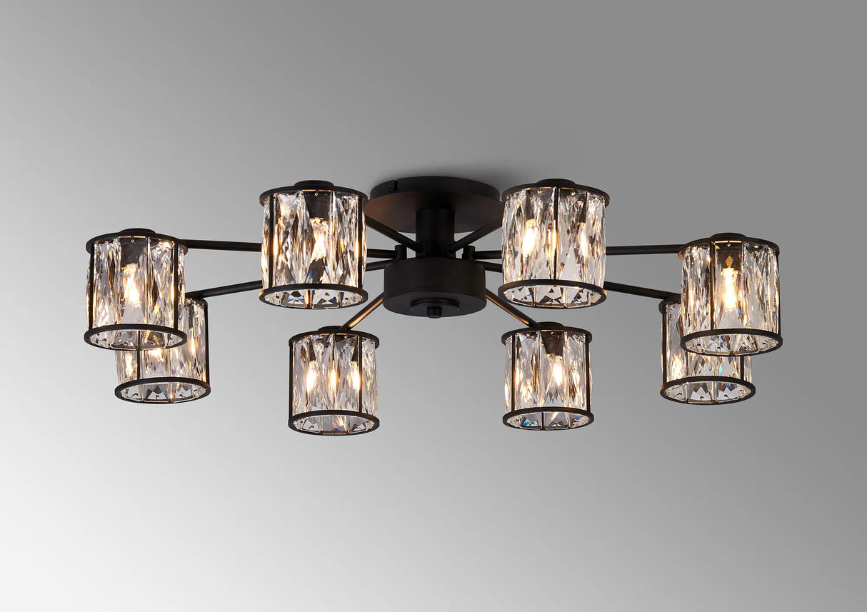 Swindlehirs Satin Black 8 x G9 Flush Light With Clear Crystal